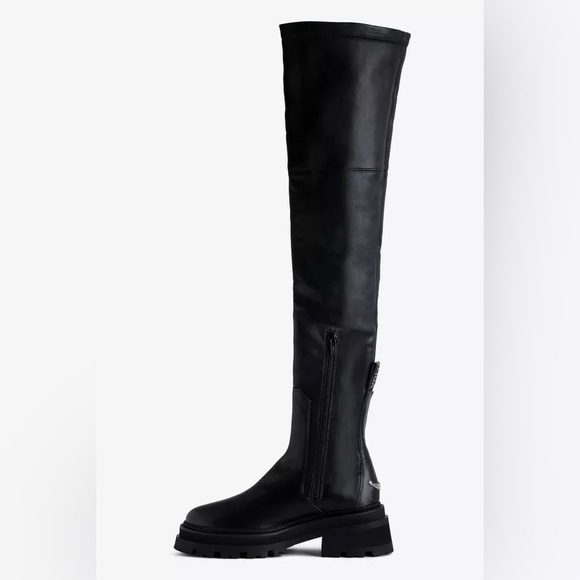 NIB Zadig & Voltaire Ride Chelsea High Smooth Leather Over the Knee Boots 38 - Picture 3 of 14